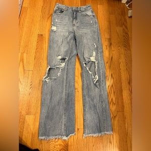 Signature 8 ripped wide leg jeans